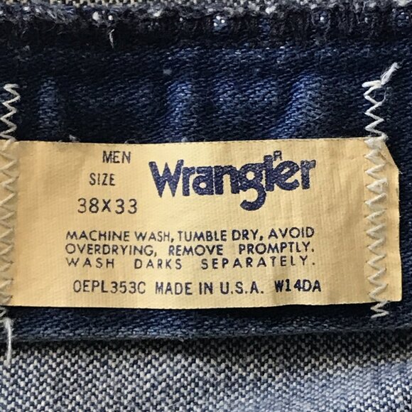Wrangler Blue Denim Jeans MADE IN USA W14DA Tag Size 38x33 Measures 36x31.5 - Picture 6 of 10
